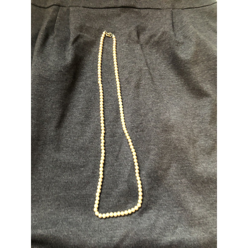 Pearl Necklace 28" of Strung Peach Lustra Faux Pearls with Clasp Vintage